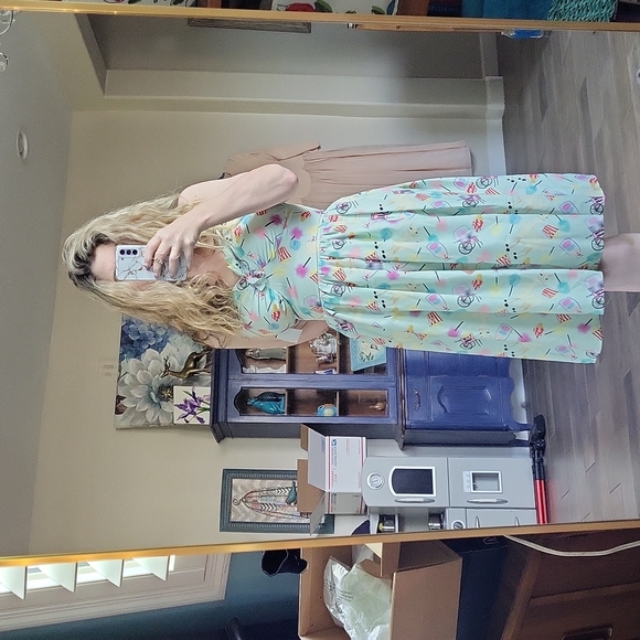 Unique Vintage Dresses & Skirts - Unique Vinatge Popcorn Cotton Candy Luma Retro Style Dress Fit And Flare Size M